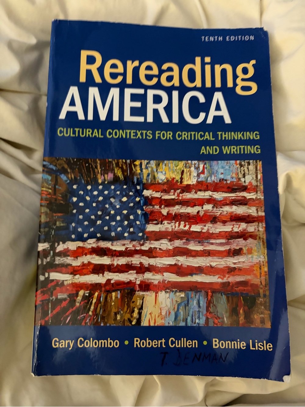 Rereading America Art Print — Blue and Red Patriotic Wall Art